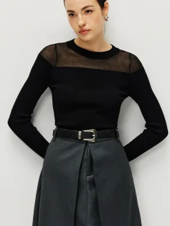 Semi-Sheer Panel Sweater