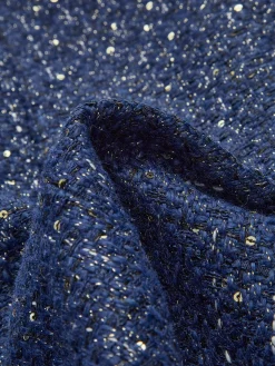 Sequins Button Belted Tweed Vest