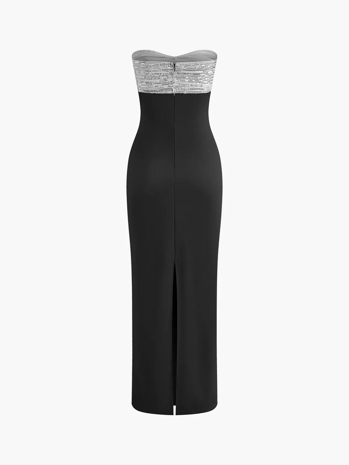Sequins Color Block Tube Long Dress