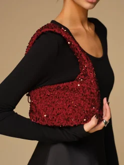 Sequins Drawstring Velvet Armpit Bag