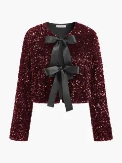 Sequins Velvet Bow Blazer