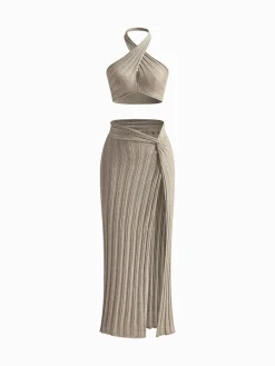 Sexy Halter Backless Skirt Set