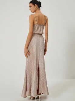 Sexy Lace Up Corset Top and Maxi Skirt Set