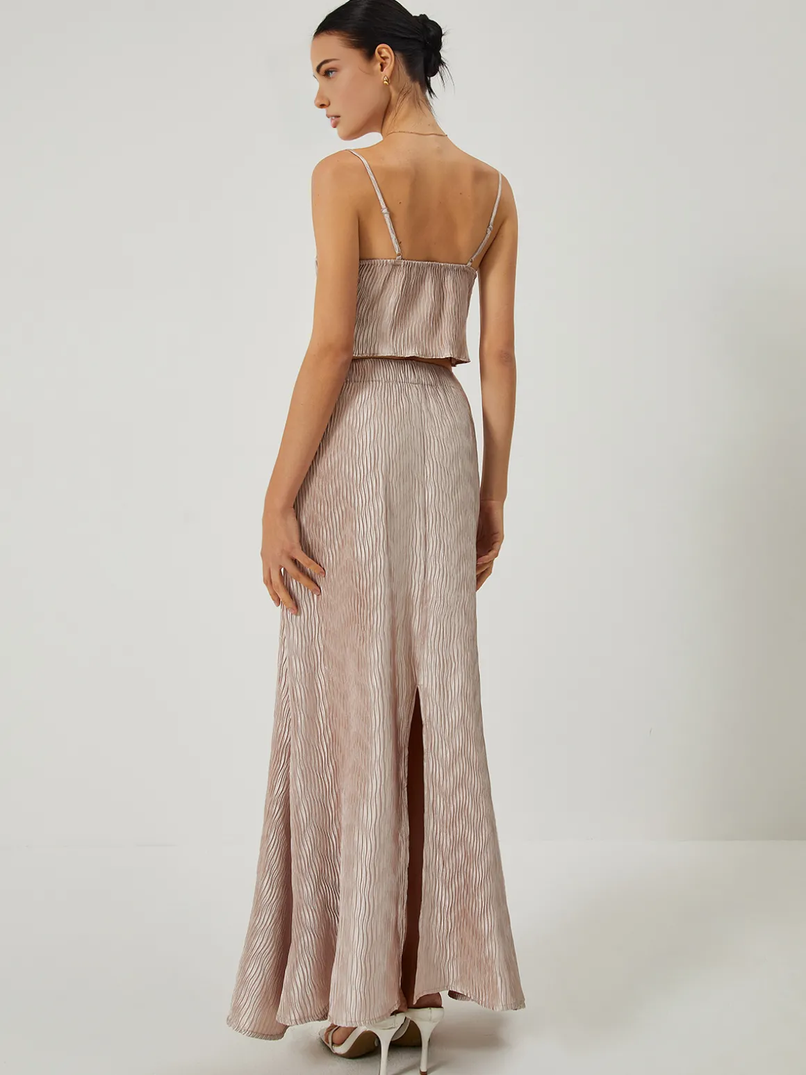 Sexy Lace Up Corset Top and Maxi Skirt Set