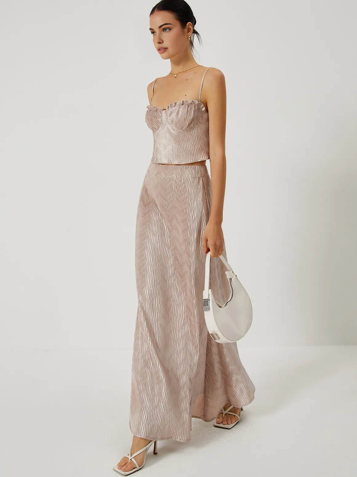 Sexy Lace Up Corset Top and Maxi Skirt Set