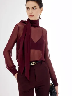Sheer Bow Chiffon Shirt