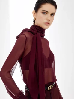 Sheer Bow Chiffon Shirt