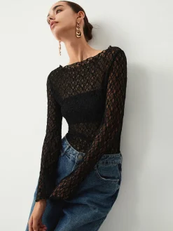 Sheer Floral Long Sleeve Top