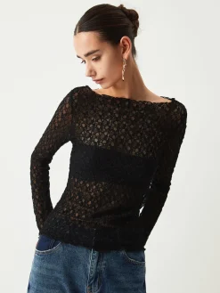 Sheer Floral Long Sleeve Top