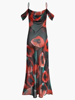 Sheer Floral Print Cami Long Dress