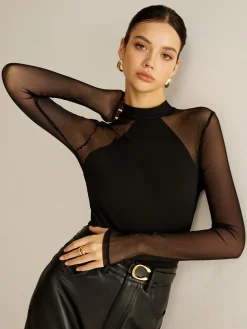 Sheer Long Sleeve Jersey Top