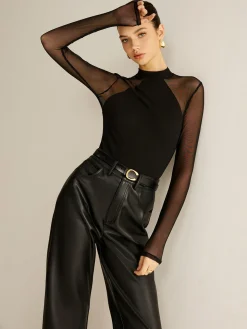 Sheer Long Sleeve Jersey Top