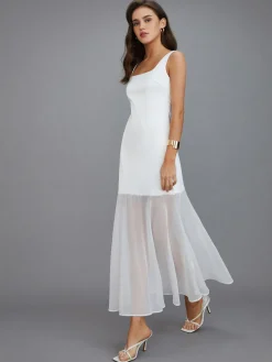 Sheer Overlay Long Dress