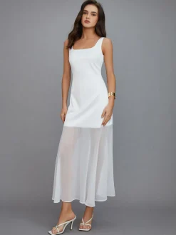 Sheer Overlay Long Dress