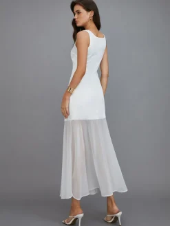 Sheer Overlay Long Dress