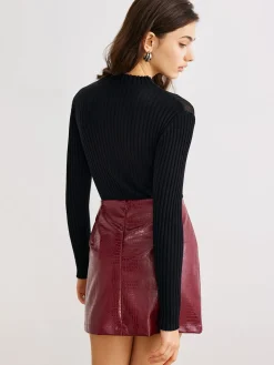 Sheer-Detail Ribbed Slim Sweater