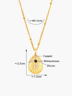 Shell Cross Set Diamond Pendant Necklace