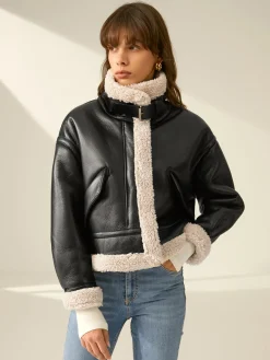 Sherpa Lined Shearling Leather Flight Jacket