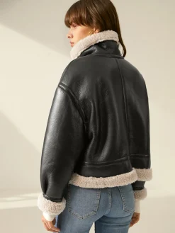 Sherpa Lined Shearling Leather Flight Jacket