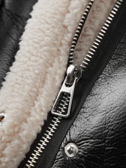 Sherpa Lined Shearling Leather Flight Jacket