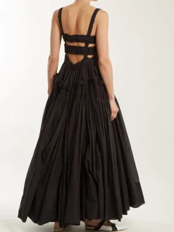 Shirred Pleated Cami Long Dress