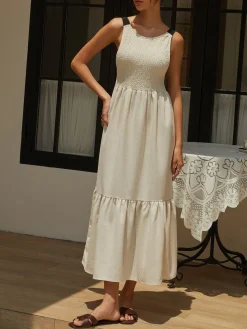 Shirred Tie Detail Cami Long Dress