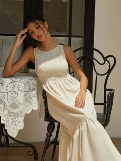 Shirred Tie Detail Cami Long Dress
