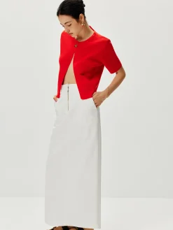 Short Sleeve Button Knit Top
