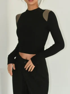 Shoulder Contrast Long Sleeve Shirt