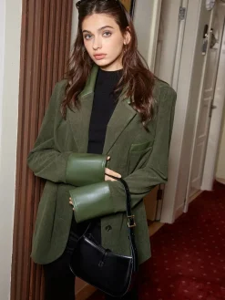 Shoulder Pads Corduroy Panel Blazer