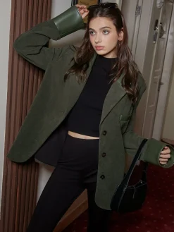 Shoulder Pads Corduroy Panel Blazer