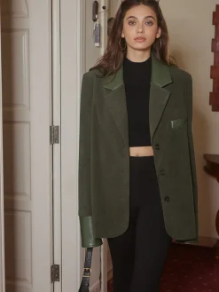 Shoulder Pads Corduroy Panel Blazer