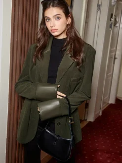 Shoulder Pads Corduroy Panel Blazer