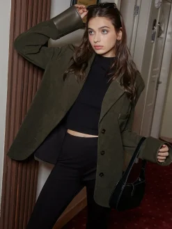 Shoulder Pads Corduroy Panel Blazer