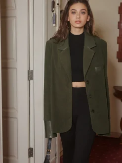 Shoulder Pads Corduroy Panel Blazer