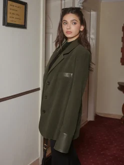 Shoulder Pads Corduroy Panel Blazer