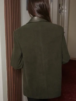 Shoulder Pads Corduroy Panel Blazer