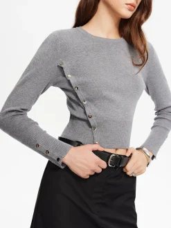 Side Breasted Crop Sweater