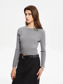 Side Breasted Crop Sweater