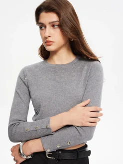 Side Breasted Crop Sweater