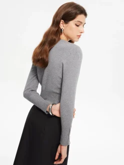 Side Breasted Crop Sweater