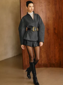 Side Pleated Coat Without Belt
