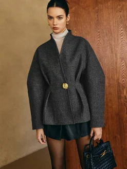 Side Pleated Coat Without Belt