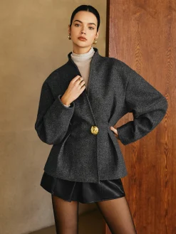 Side Pleated Coat Without Belt