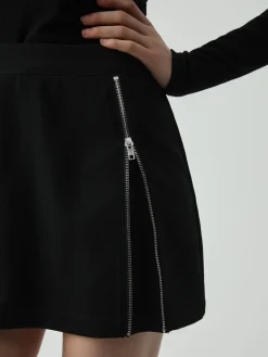 Side Zipper Detail Mini Skirt