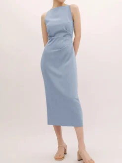 Silent Sea Boat Neck Midi Dress