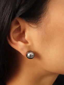 Silver Pearl Stud Earrings