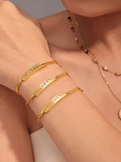 Simple Stick Chain Rhinestone Bracelet