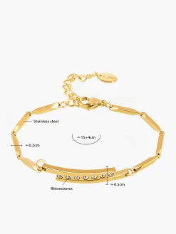 Simple Stick Chain Rhinestone Bracelet