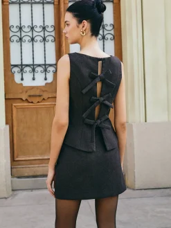 Sleeveless Bow Skirt Set